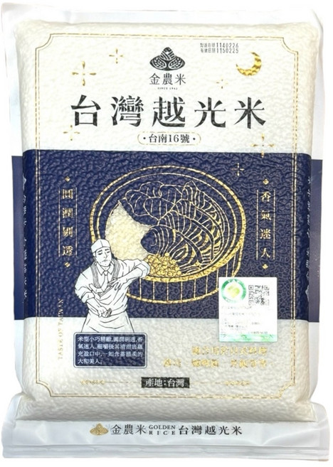 【金農米】台灣越光米-台南16號-真空包裝-台灣米, 標準, 1.8kg, 1包