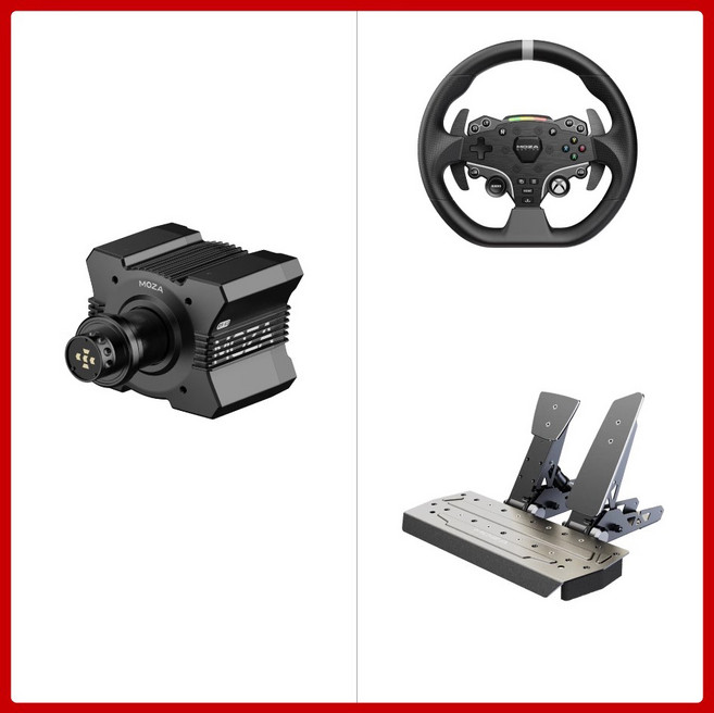[CTK] MOZA R9 V3 게이밍 레이싱 시뮬레이션 PC 프로급 180W공율 다이렉트 드라이브 핸들 페달, R9 V3 베이스+ESX핸들+SRP 2페달
