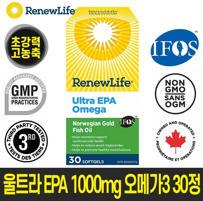 울트라 EPA 1000mg 오메가3 30정 IFOS인증 최고등급, 1개 - 쿠팡