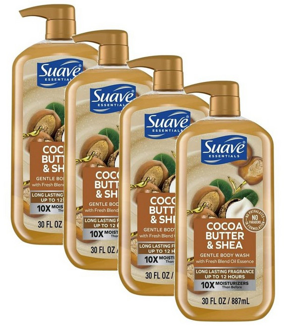 수아브 에센셜 젠틀 바디워시 코코아 버터 & 시어 Suave Essentials Gentle Body Wash Cocoa Butter & Shea, 4개, 887ml