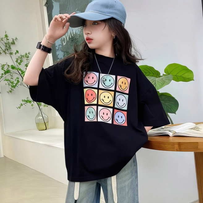 베비포 초중생 스마일 그래픽 반팔티 ET9