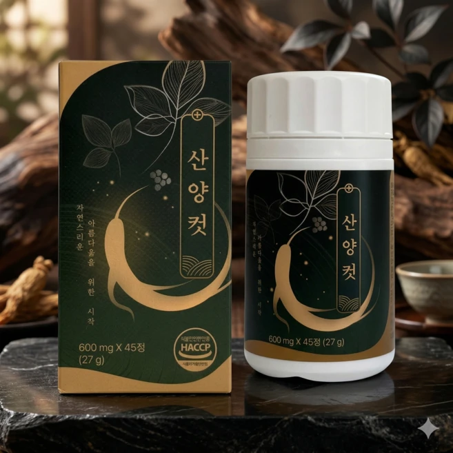 산양컷 산양삼 인삼 추출물 백년초 인동덩굴 추출분말 기력 회복 600mg x 45정, 1개, 1개 - 쿠팡