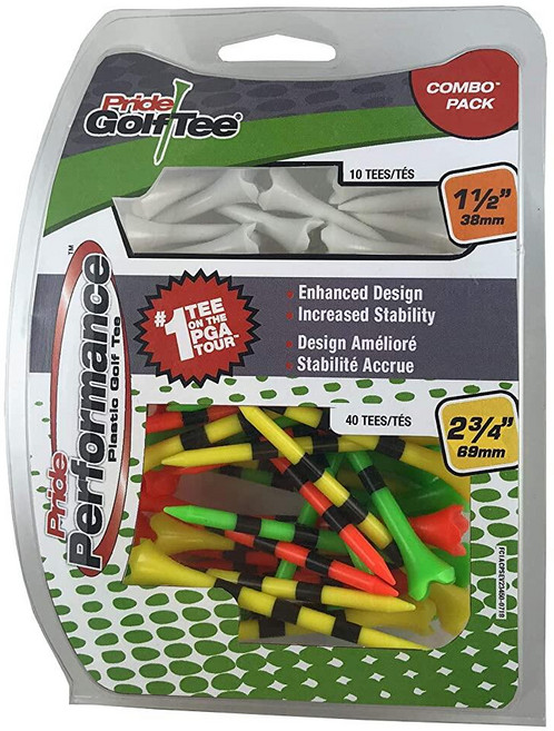 Pride Golf Tee Pride 퍼포먼스 콤보 팩 (50개: 40 2-3/4\" & 10 1-1/2\"), Pride Golf Tee 퍼포먼스 콤보 팩 (50개: