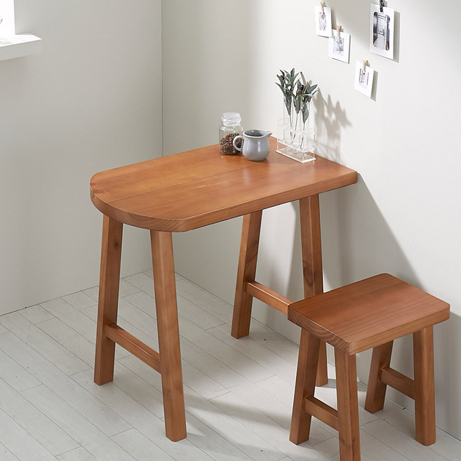 A라인2 원목 반타원형 1인용 2인용 식탁 테이블세트, A라인2/반타원형D/2인세트-월넛