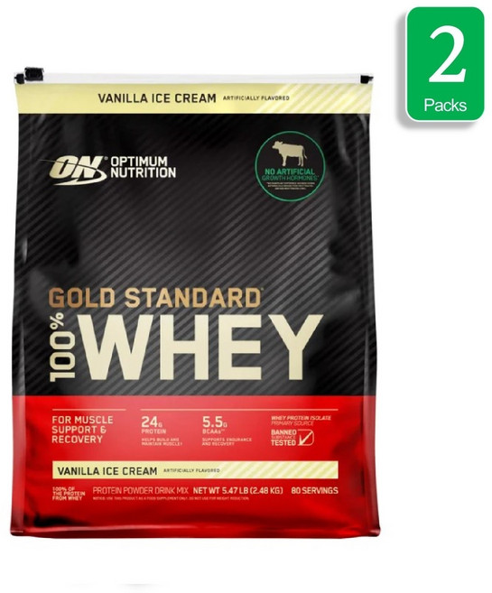 Optimum Nutrition Gold Standard 100% Whey Protein 골드 스탠다드 웨이프로틴 바닐라맛, 2개, 2.48kg
