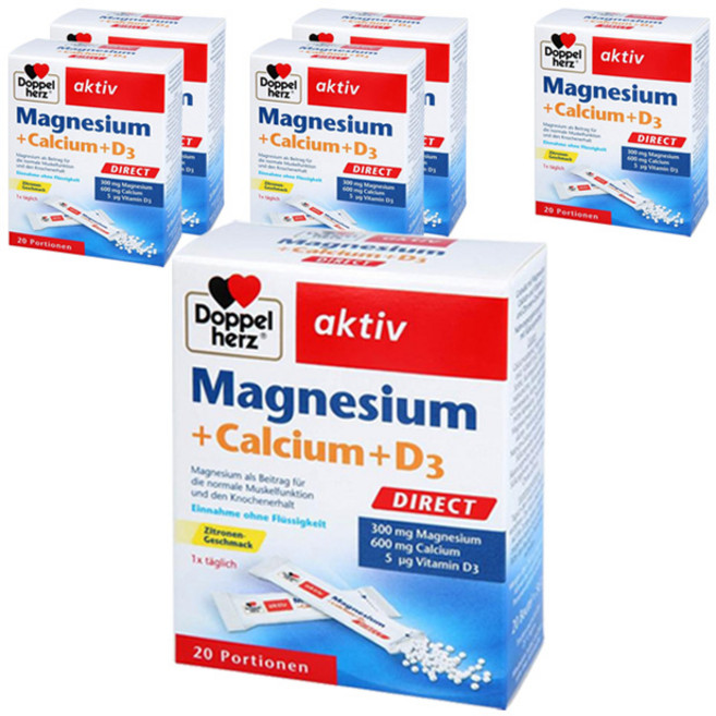 도펠헤르츠 액티브 마그네슘 300mg + 칼슘 600mg D3 5mcg, 20회분, 6개