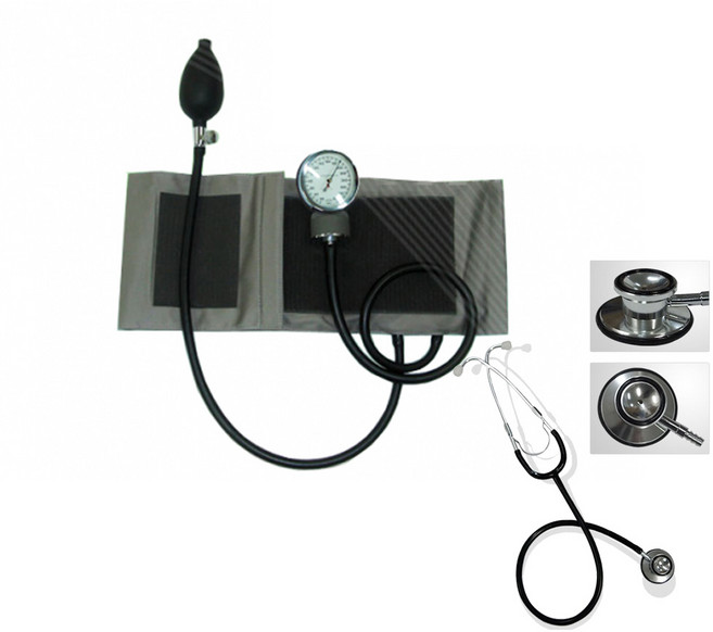 일본 산케이 수동 혈압계 + 텐소 양면 청진기 세트 (아네로이드 방식 병원 실습 교재용), 1세트, 산케이혈압계+텐소양면 청진기