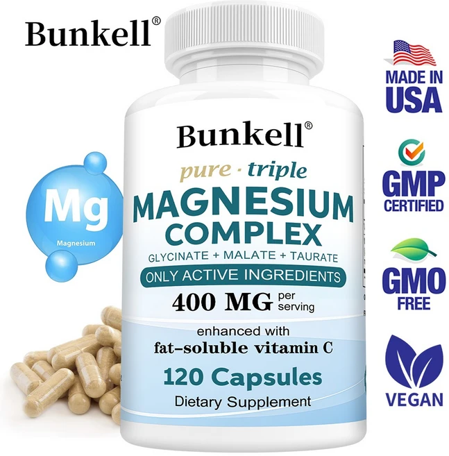 퓨어 마그네슘 콤플렉스 캡슐 400mg-트리글리신 마그네슘 사과산 마그네슘 타우린 마그네슘 함유 비타민 C-킬레이트 활성 성분 포뮬러, 1개, 60회분 - 쿠팡