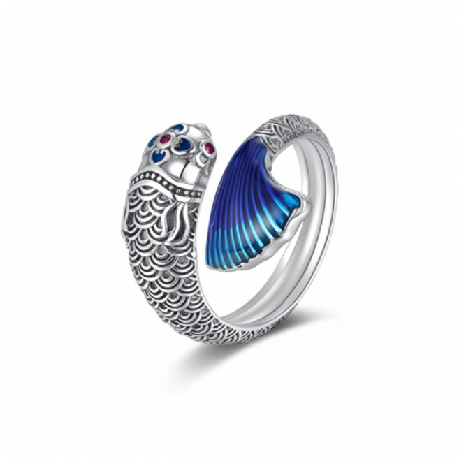 순은 잉어 물고기 반지 S200