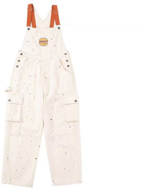 봄 가을 여성 청멜빵 바지 빈티지 레터링 자수 와이드 데님 멜빵 팬츠 캐주얼 여자 점프수트 멜빵바지 YJW