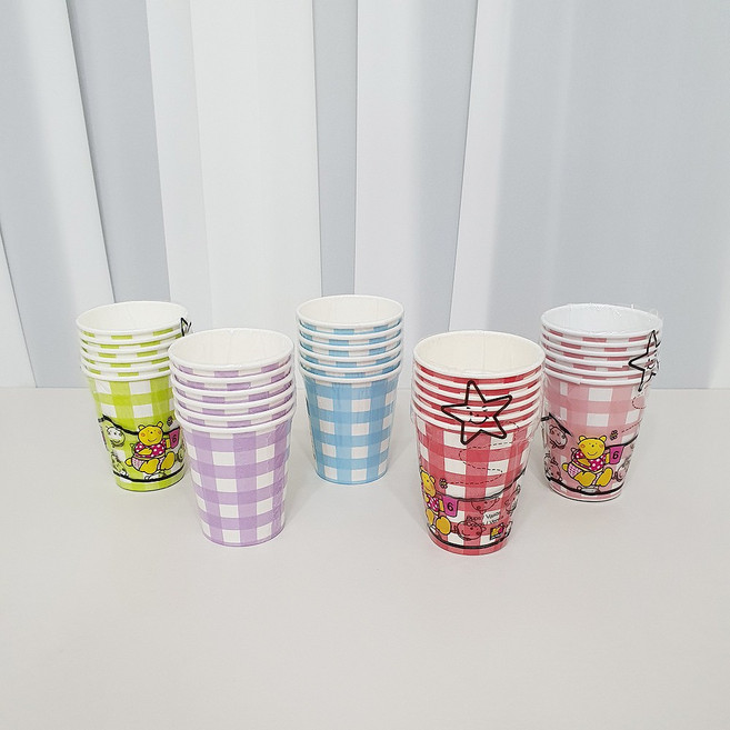 깅엄 체크 파티 컵 6개 브라이덜샤워파티 ﻿이벤트 기념일 홈파티 생일 집들이상차림, 라임