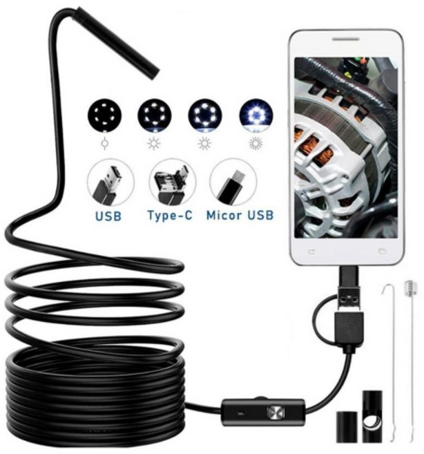 티앤디 산업용 스마트폰내시경 카메라 배관 내시경 HD화질 1M, 1개