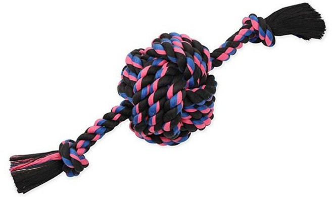 Mammoth Pet Products Flossy Chews 로프 끝이 있는 멀티 컬러 원숭이 주먹 공 - 강아지용 프리미엄 면-폴리 터그 장난감 인터랙티브 강아지 대형견을 위, Jumbo (20 in)_155477