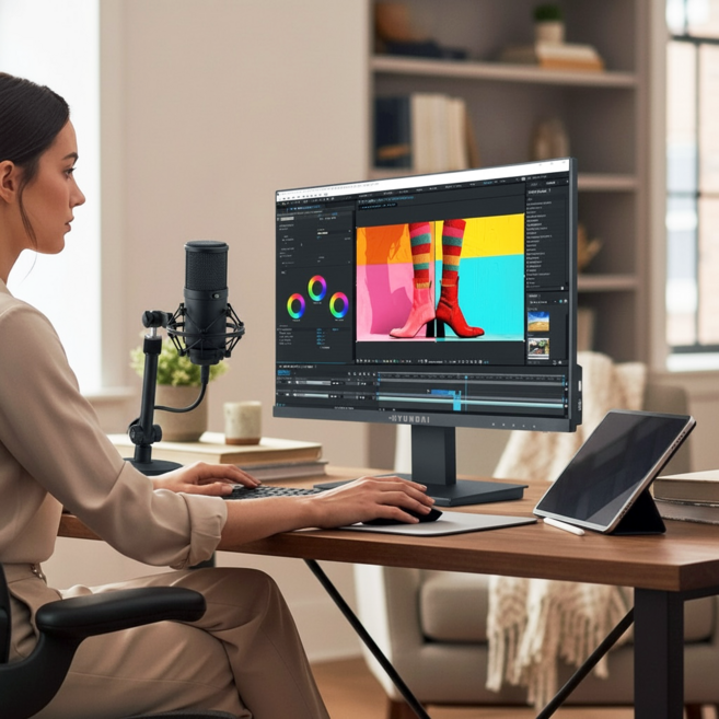 현대 HYUNDAI 24인치 FHD 캘리브레이션 진짜색감 무결점 시력보호 3포트 모니터 HD240KD, 60.5cm