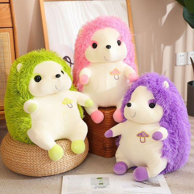 仿真小刺蝟公仔毛絨玩偶玩具兒童陪睡抱枕布娃娃生日禮物女孩, 刺蝟 紫色,30cm, 1個