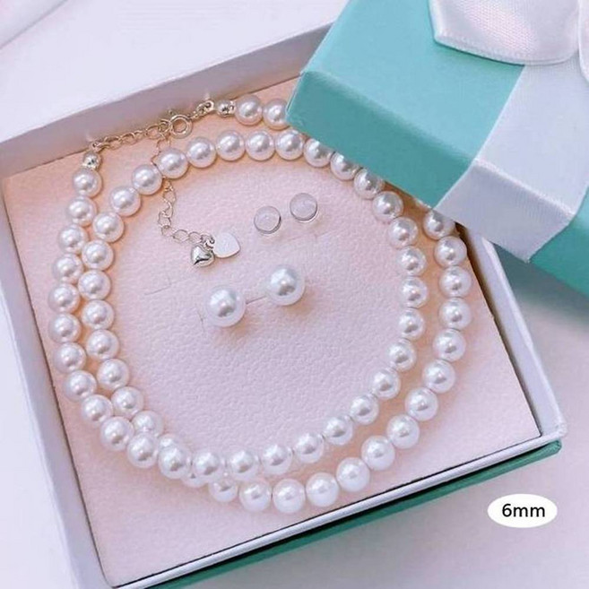 선물포장 여성 진주세트 실버925 스와로브스키 6mm 진주 목걸이 귀걸이 세트 선물 케이스 친구선물 생일선물