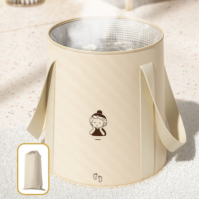 휴대용 접이식 덮개 족욕통 족욕기 종아리까지 오는 덮개형, 1개, 베이지+커버없음