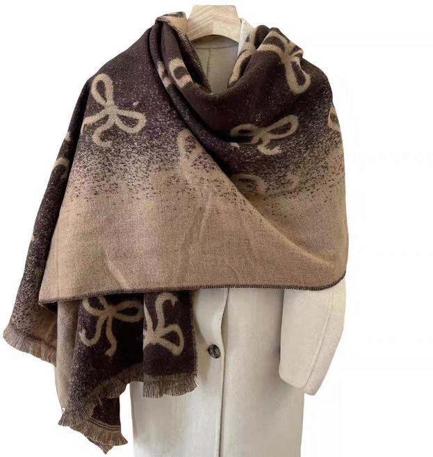 겨울 여성 목도리 가을 겨울 따뜻한 양모 혼방 리본 패턴 스카프 패션 스타일 YLP