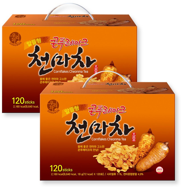 우리차 송원 콘푸레이크 천마차, 18g, 120개입, 2개