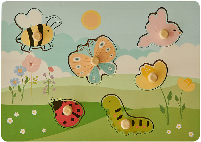 피에스타 원목 꼭지퍼즐 가든, 1개, 6피스