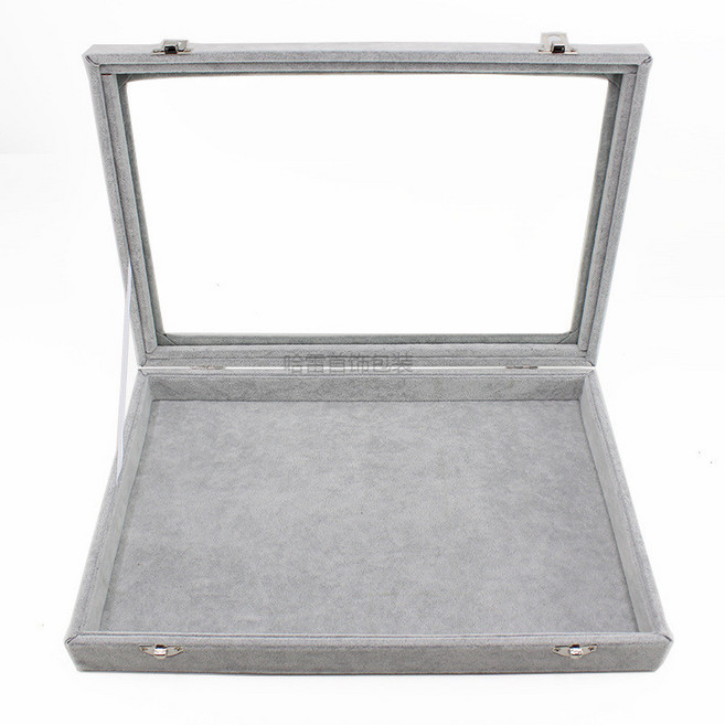 珠寶收納箱 中大號 帶蓋 冰花絨 項鏈 戒指 耳釘 手鐲 耳環 展示道 YVM0, 大號冰花珠寶箱空箱, 1個