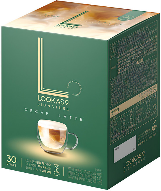 루카스나인 시그니쳐 디카페인 라떼 커피믹스, 14g, 30개입, 1개