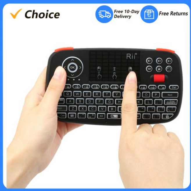 Rii i4 미니 무선 블루투스 키보드 듀얼 모드 휴대용 지판 리모컨 윈도우 안드로이드 호환 2.4GHz, 1개