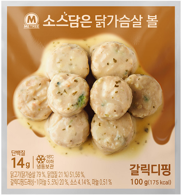 미트리 소스담은 닭가슴살 볼 갈릭디핑, 100g, 12개