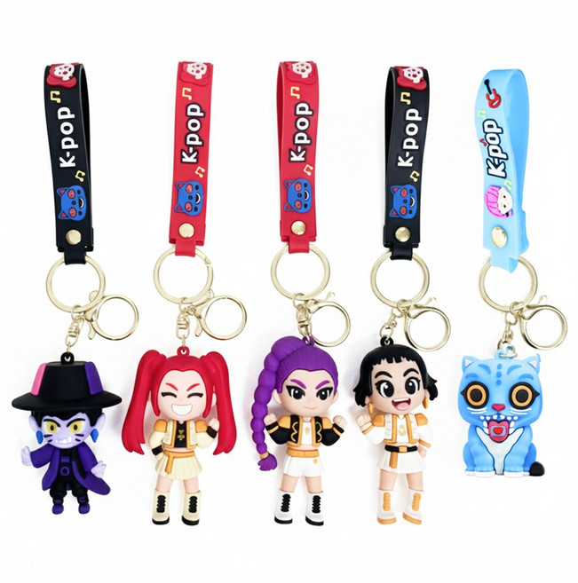 케이팝 데몬 헌터스 굿즈 케데헌 실리콘 키링 5개 1세트, 케데헌 키링세트