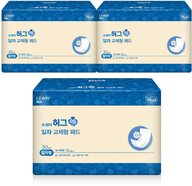 르웨이 성인용기저귀 일자형 허그 NEW 미래생활 속기저귀, 3개, 10개입