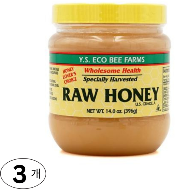 [1+1+1]에코비팜스 생꿀 로우 허니 396g 3통 A등급, 3개