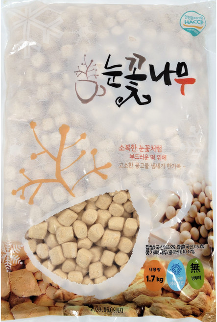 눈꽃나무 다이스 인절미 1.7kg 굳지않는 국산 빙수떡, 1개