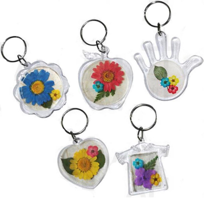 친구 부모님 선물 투명 아크릴 압화 꽃 열쇠고리 만들기 5p 시상품 그리기 교재 교육교구, 1개