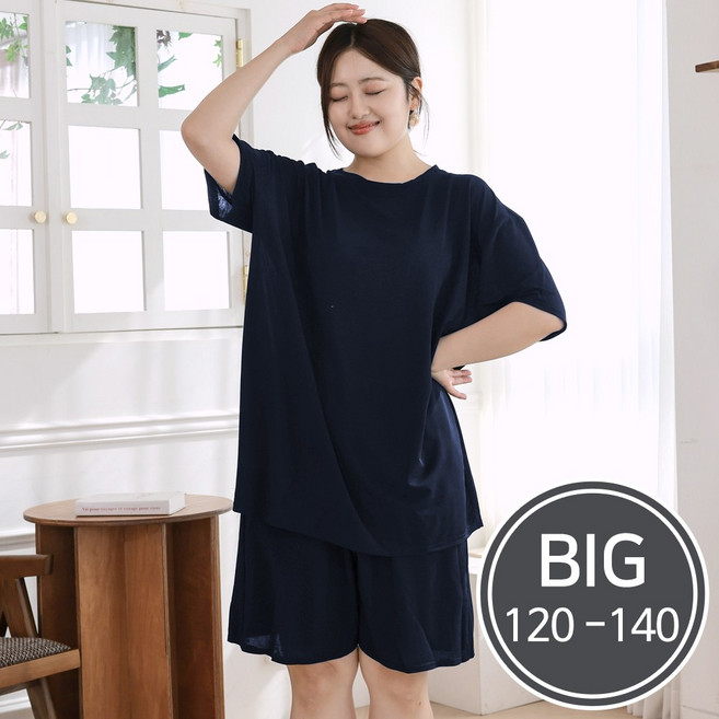 빅사이즈 남여공용 쿨냉감 반팔 잠옷세트