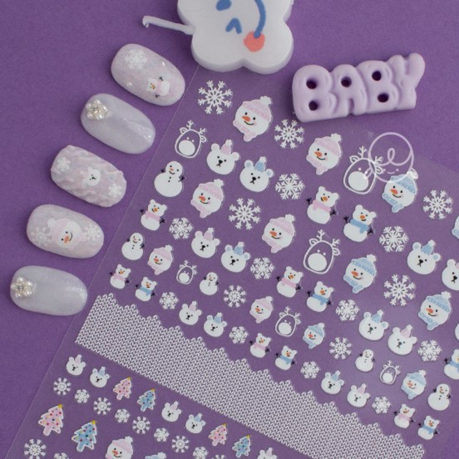 겨울10 파스텔 스노우 크리스마스 네일스티커 (Aha-75), 1개