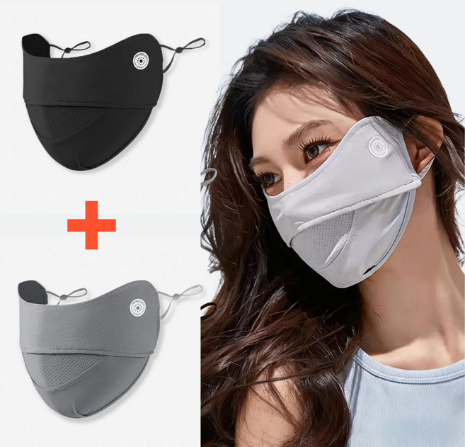 미블룸 여성 골프 자외선차단 쿨 마스크 1+1 세트, 1세트, 차콜+블랙