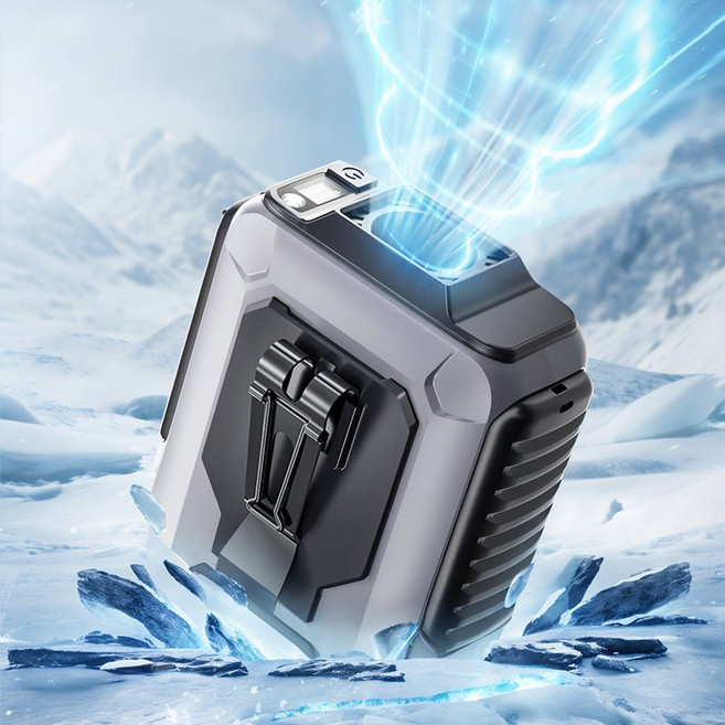 HULULU 초강력 급속냉감 쿨링 허리팬 캠핑용 허리걸이 4단계 풍량조절 LED 선풍기, 그레이