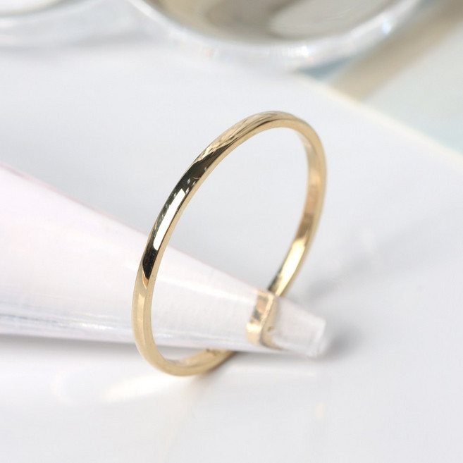 오로프 전체 14K 금 옐로우골드 엥게이지 가드링 반지 (0.75g)