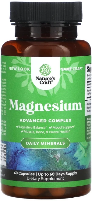 Natures Craft 네이쳐스크래프트 마그네슘 500mg 60 캡슐 건강유지 영양제, Nature's Craft, 마그네슘, 고급 복합체,, 60정, 1개 - 쿠팡