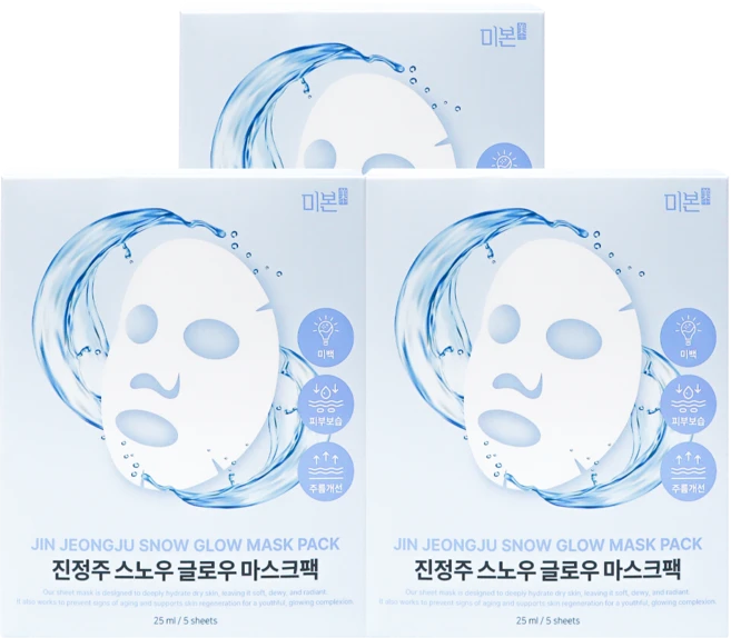진정주 스노우 글로우 마스크팩, 15개, 3개입 - 쿠팡