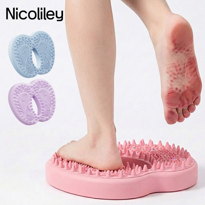 Nicoliley 발바닥 지압매트 안마기 발지압스텝퍼 퍼가정용 에어 지압스텝, 핑크색, 1개