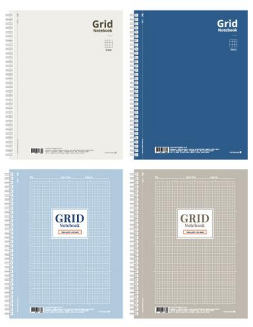미네끄네 모닝A4그리드방안좌철스프링노트 5mm, 라이트올리브, 1권