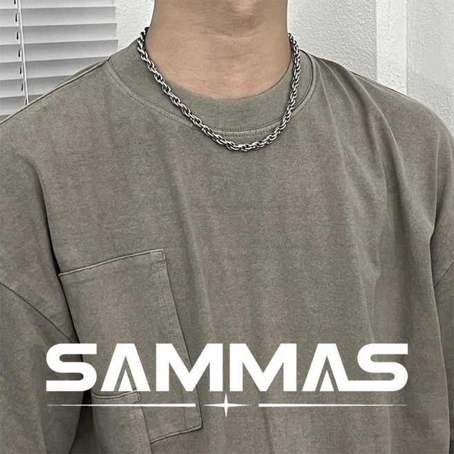 SAMMAS麻花項錬 復古手工編織項鏈 316L醫療鋼鈦鋼 不過敏不掉色 百搭麻花配飾