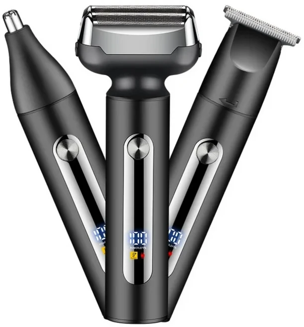 샤오미 3-in-1 전기 멀티 기능 전기 면도기 디지털 디스플레이 휴대용 충전 면도기, 01 black