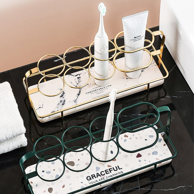 욕실 칫솔 거치대 규조토 칫솔 홀더, 다크그린&스톤, 1개