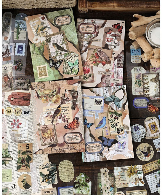 스티커북 세트 vol 108 다꾸 스티커 빈티지 포용 도무송 스크랩북, 03.선셋글로우 옐로브라운(1세트)