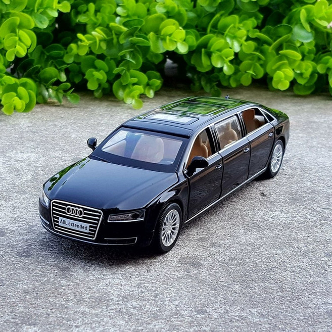 1:32 아우디 A8L 세단 자동차 미니카 모형 다이캐스트, 한국, 아우디 a8L 리무진 블랙, 1개