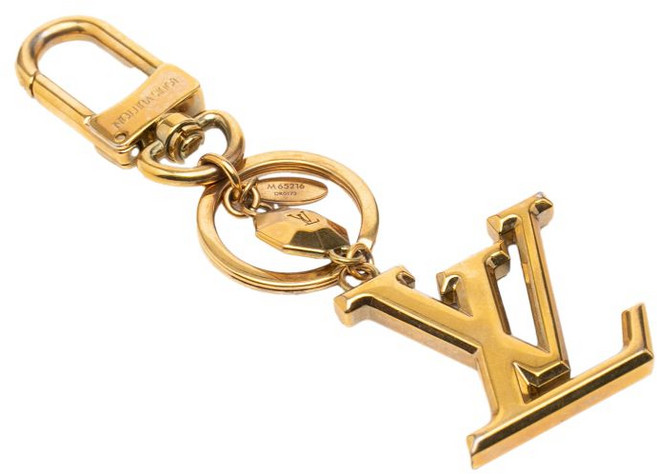루이 비통 중고 2013 골드 도금 LV 파셋 백 참 앤 홀더 키체인