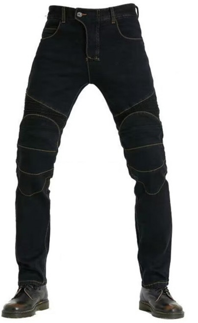 호환 남성용 자수 오토바이 바지 모토크로스 벨트 보호 기어 옵션 오토바이 운전 면허증 시험 모토 청바지, XXXL, [24] no gear Black