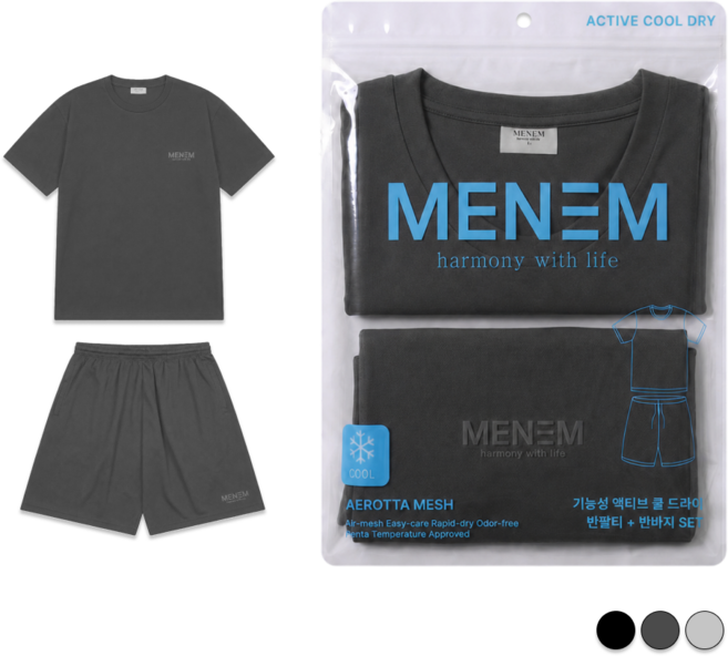 미넴 남녀공용 반팔티+반바지 세트 S~5XL 스포츠 기능성 쿨티 헬스 트레이닝